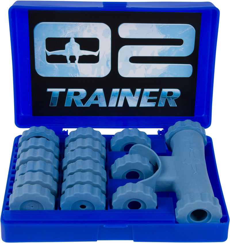 [Australia] - Bas Rutten O2 Trainer - Official Workout Device for Respiratory Training and Lung Muscle Fitness - Portable Breathing Mouthpiece for High Altitude and Power Training (Blue) 