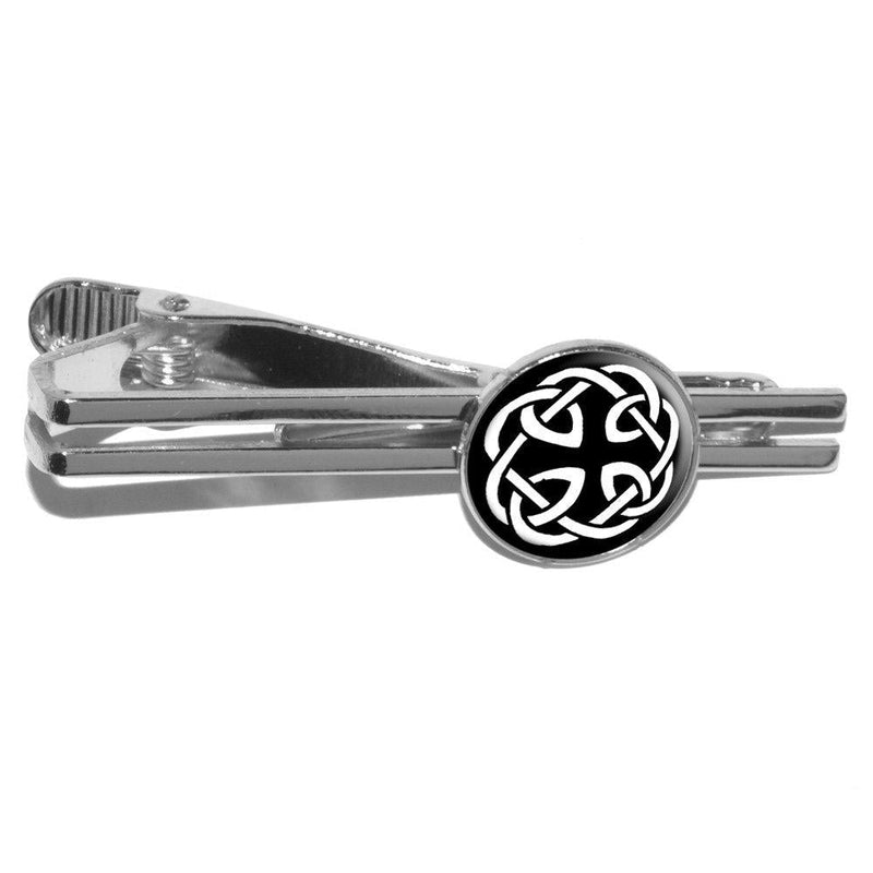 [Australia] - Celtic Knot Round Tie Bar Clip Clasp Tack - Silver 