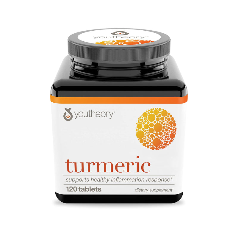 [Australia] - Youtheory Turmeric Curcumin Supplement with Black Pepper BioPerine, Powerful Antioxidant Properties for Joint & Healthy Inflammation Support, 120 Tablets Advanced (120 Count) 