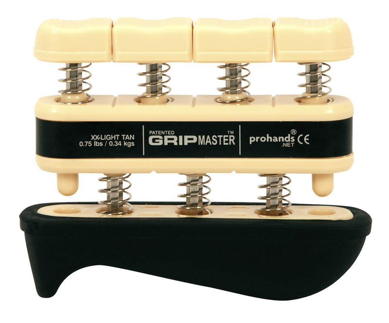 [Australia] - Prohands Gripmaster Rehab Hand Exerciser, Finger Exerciser (Hand Grip Strengthener), Spring-Loaded, Finger-Piston System, Added Palm Cushion, (0.75 lb XX-Light Tension, Tan-Gripmaster Rehab) 0.75 Pound (XX-Light Tension) Tan - Gripmaster Rehab 