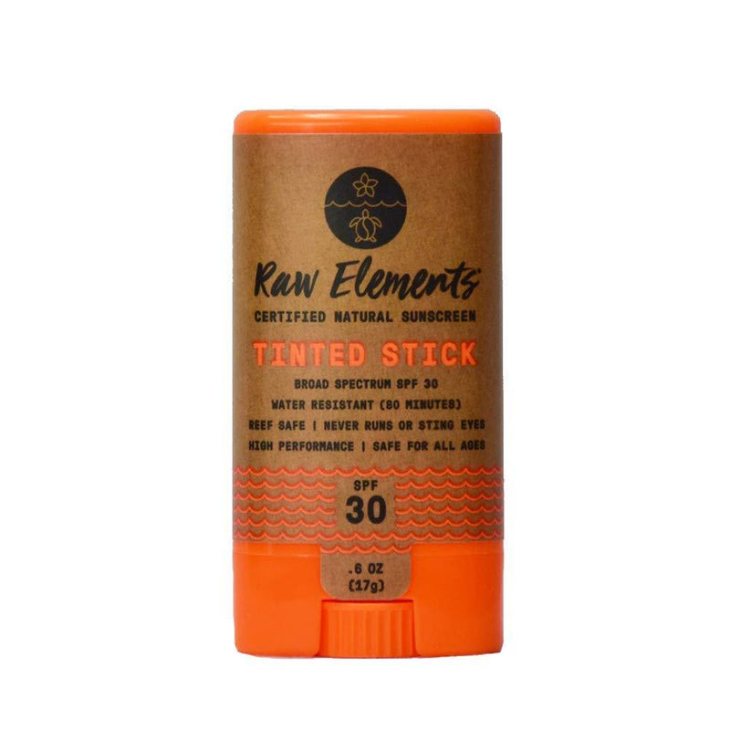 [Australia] - Raw Elements Tinted Face Stick Certified Natural Sunscreen | Non-Nano Zinc Oxide, 95% Organic, Very Water Resistant, Reef Safe, Non-GMO, Cruelty Free, SPF 30+, All Ages Safe, Moisturizing, 0.6oz 0.6 Ounce (Pack of 1) Raw 