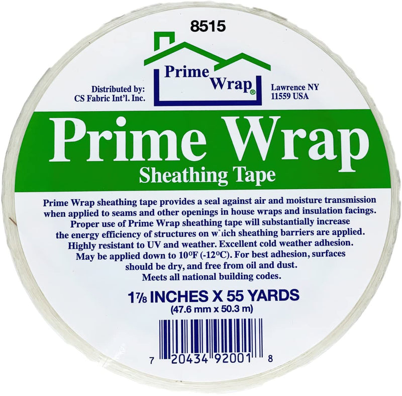 [Australia] - Prime Wrap PRTAPE 17855 House Wrap, 1-7/8-Inch x 55-Yard, White Sheathing Tape 