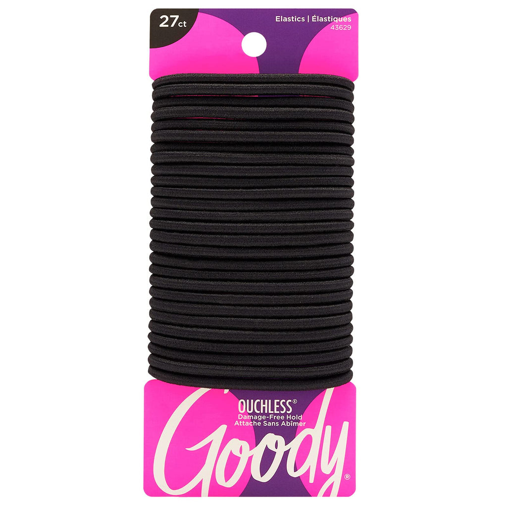 [Australia] - GOODY Ouchless Womens Elastic Thick Hair Tie 4 mm for Medium to Thick Accessories Long Lasting Braids Ponytails and More Pain Free, Black, 27 Count 
