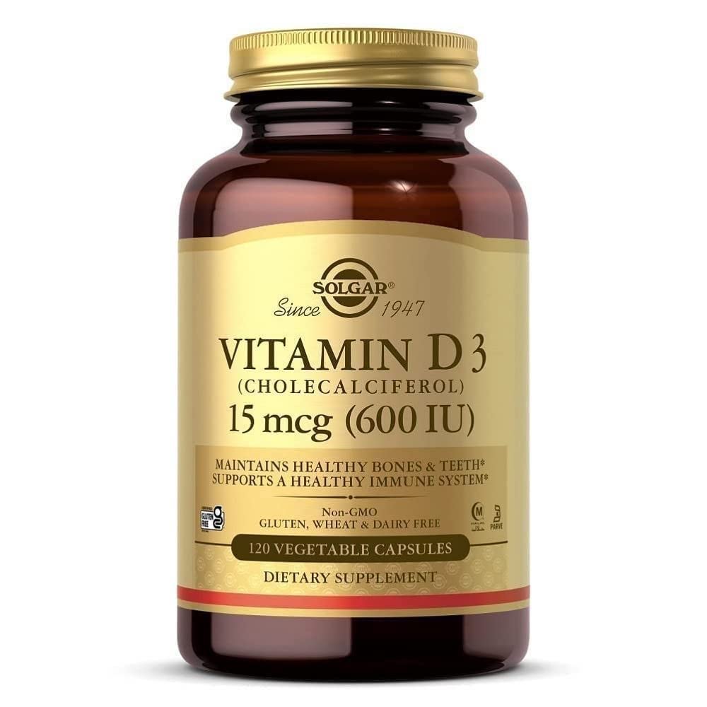 [Australia] - Solgar Vitamin D3 (Cholecalciferol) 15 mcg (600 IU), 120 Vegetable Capsules - Helps Maintain Healthy Bones & Teeth - Immune Support - Non-GMO, Gluten Free, Dairy Free, Kosher, Halal - 120 Servings 