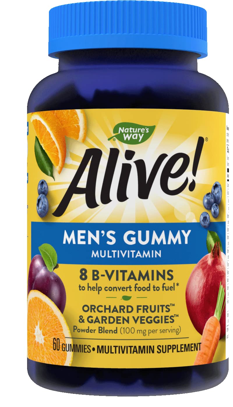 [Australia] - Nature’s Way Alive! Men’s Gummy Multivitamin, B-Vitamins, Delicious Fruit Flavors, 60 Gummies Men's 