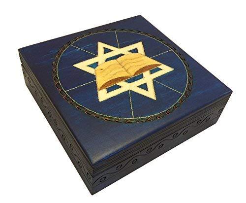 [Australia] - Blue Star of David Secret Jewelry Keepsake Box Judaica Polish Handmade Jewelry Box 