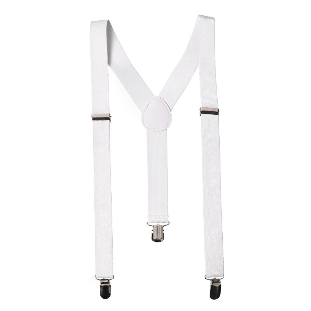 [Australia] - Suspenders - Adjustable Suspenders w/Braces - Y-Back Elastic by CoverYourHair White With Silver Clips 