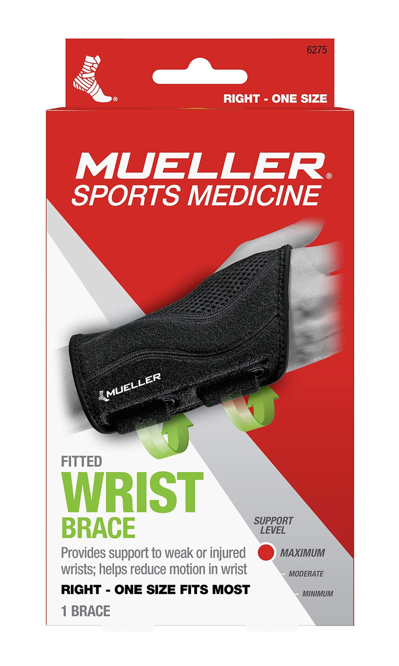 [Australia] - Mueller Sports Fitted Wrist Brace OSFM - Black, Right - Each # 6275 