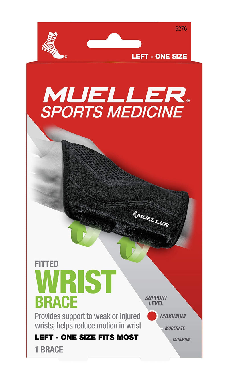 [Australia] - Mueller Sports Fitted Wrist Brace OSFM - Black, Left - Each # 6276 