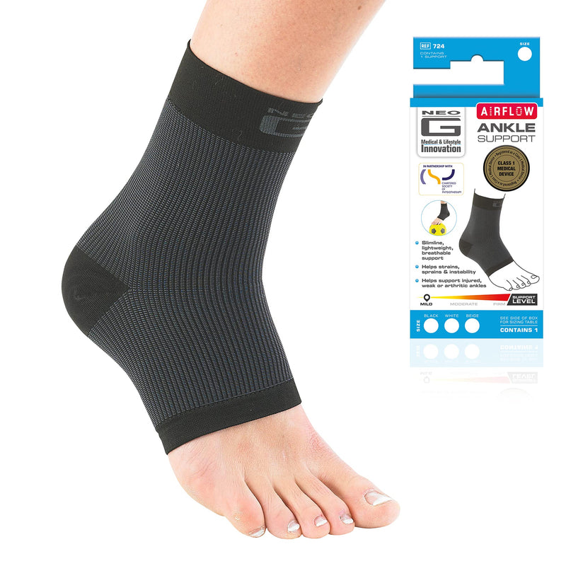 [Australia] - Neo G Ankle Support - For Arthritis, Joint Pain, Sprains, Strains, Ankle Injury, Recovery, Rehab, Sports, Basketball - Multi Zone Compression Sleeve - Airflow - Class 1 Medical Device - Large - Black Large: 23 - 28 cm 