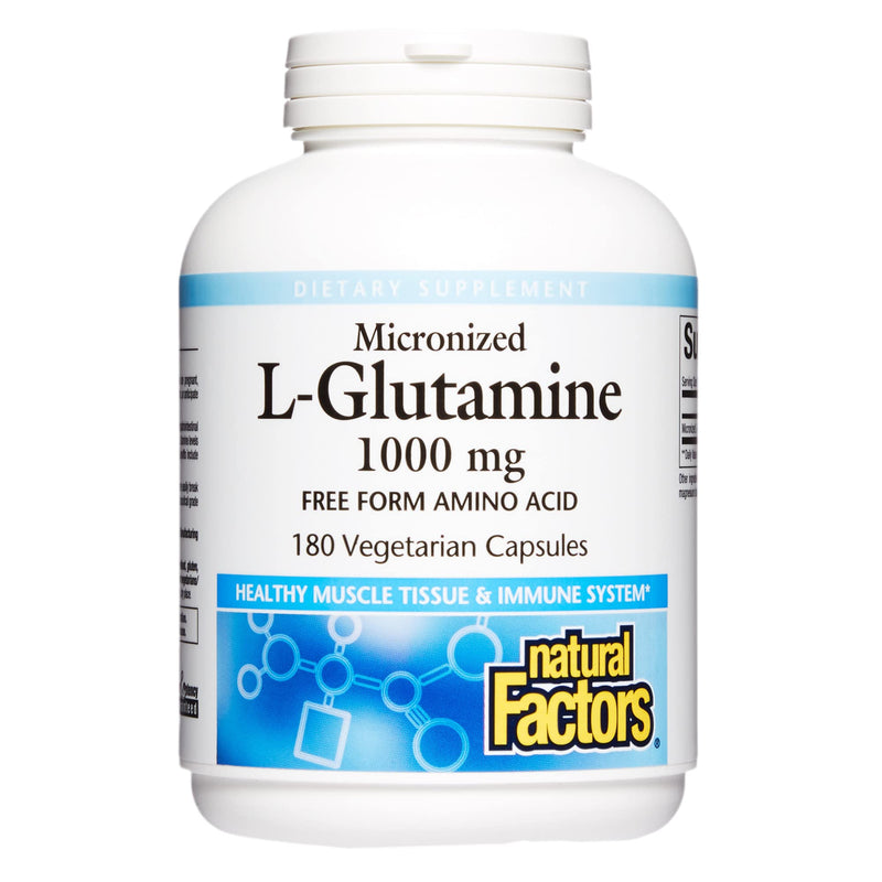 [Australia] - Natural Factors, Micronized L-Glutamine 1000 mg, Supports Muscles and Immune Function, 180 Capsules 180 Count (Pack of 1) 