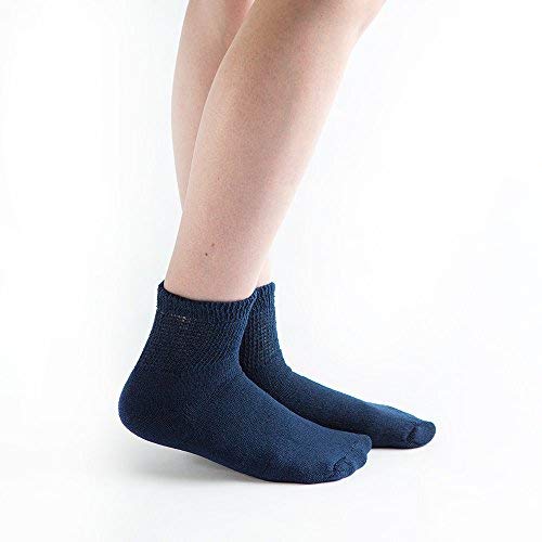 [Australia] - Doc Ortho Loose Fit Cotton Diabetic Socks for Men and Women, 3 Pairs, 1/4 Crew Navy X-Large 
