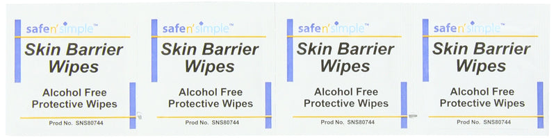 [Australia] - Safe n' Simple Skin Barrier Alcohol Free Sachet, 100 Count No-Sting Skin Barrier Film - 2.4" x 2.4" 