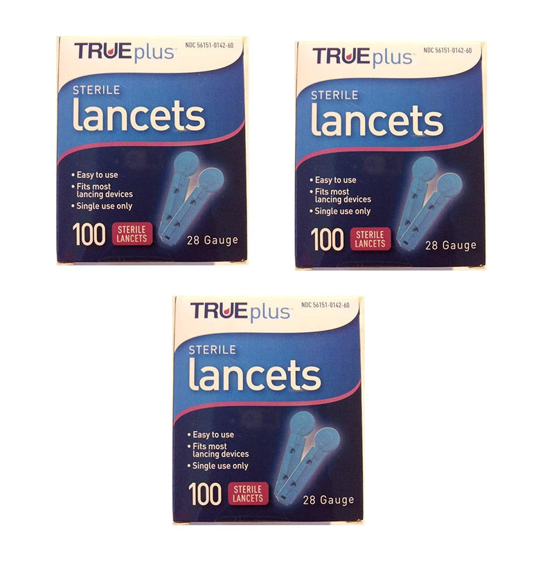 [Australia] - TruePlus Sterile Lancets, 28 Guage, 3 Boxes of 100 (300 Total) 