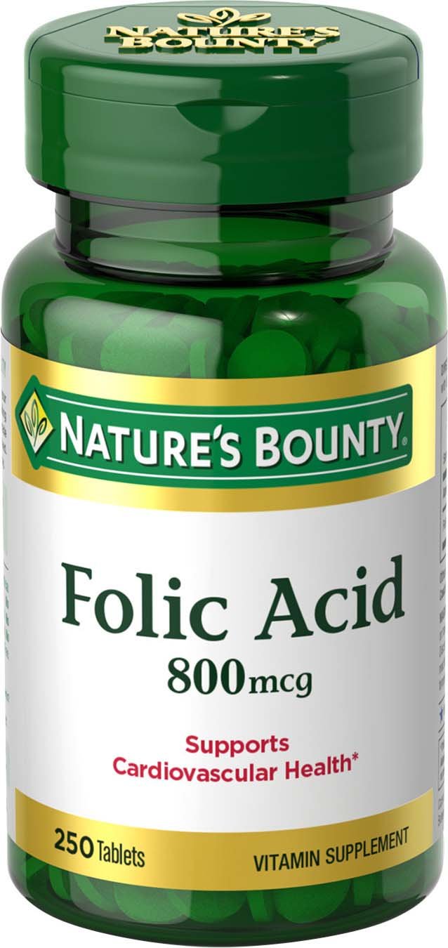 [Australia] - Nature's Bounty Folic Acid Supplement, Supports Cardiovascular Health, 800mcg, 250 Tablets, 3 Pack 250 Count Unflavored 250 Count (Pack of 3) 