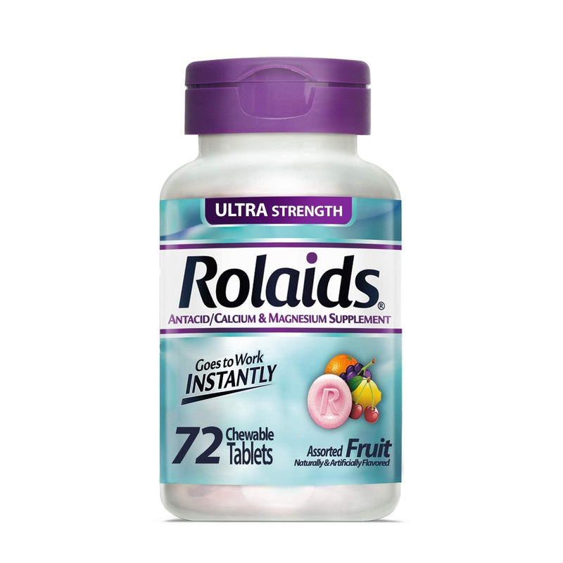 [Australia] - Rolaids Ultra Strength Antacid, 72 Chewable Tablets, Assorted Fruit, Ultra Strength Heartburn Relief 