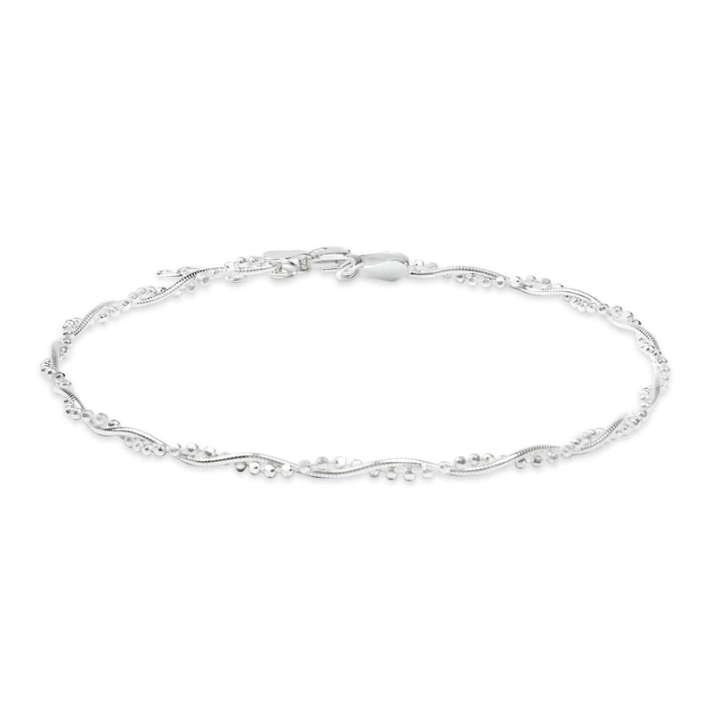 [Australia] - Twisted Bead Snake Chain Anklet Hot Wife Ankle Bracelet For Women 925 Sterling Silver 9-10 Inch Extender 