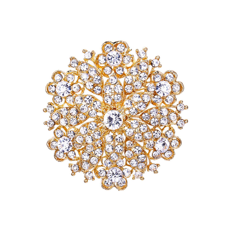 [Australia] - EVER FAITH Women's Clear Austrian Crystal Elegant Flower Wedding Corsage Brooch Pin for Bride Bridesmaid 1-Clear Gold-Tone 