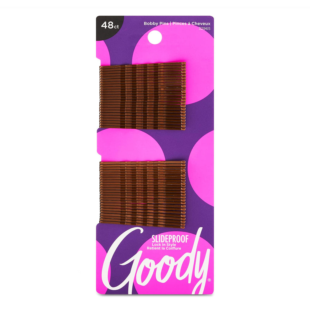 [Australia] - Goody Slideproof Womens Bobby Pin - 48 Count, Crimpled Brown - 2 Inch Pins Help Keep Hairs In Place - Pain Free Hair Accessories to Style With Ease and Keep Your Hair Secured - For All Hair Types 