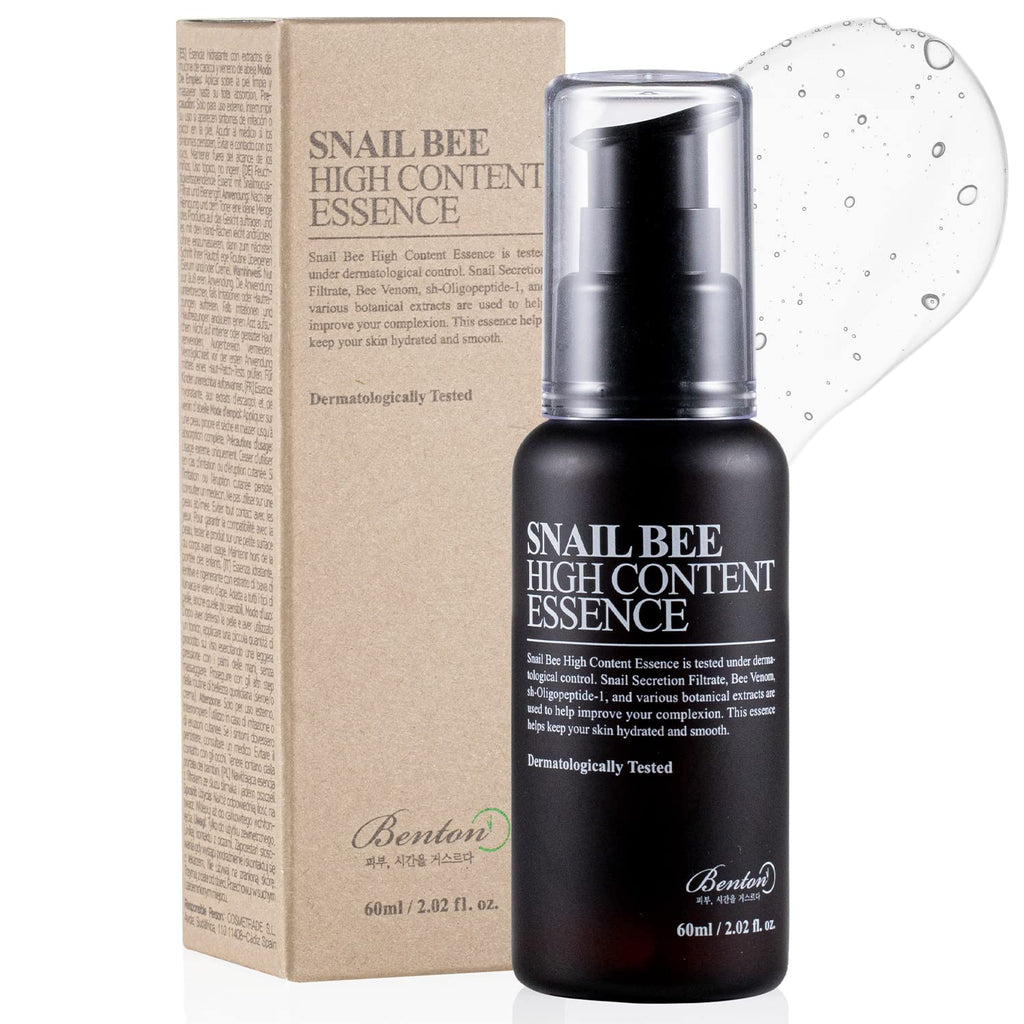 [Australia] - BENTON Snail Bee High Content Essence - Snail Secretion Filtrate & Bee Venom Contained Moisturizing Gel for Oily, Combination, Acne-Prone Skin - Dermatologically Tested, 2.02 fl. oz. 