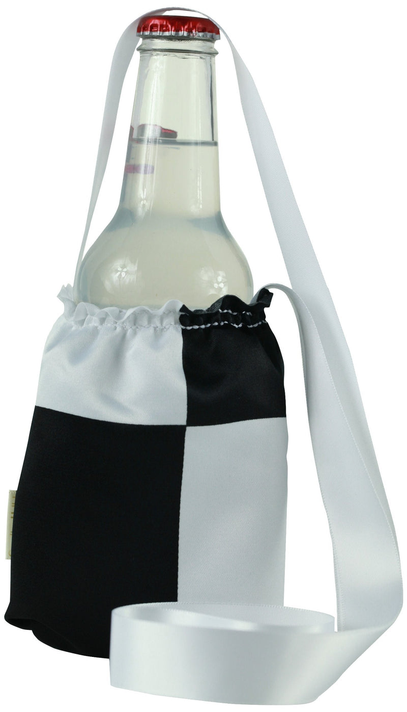 [Australia] - CHC-Beverly Hills BLOCK, High End Cup Necklace Holders "Set of 2 " Black-White Blocks and White Ribbon Large 