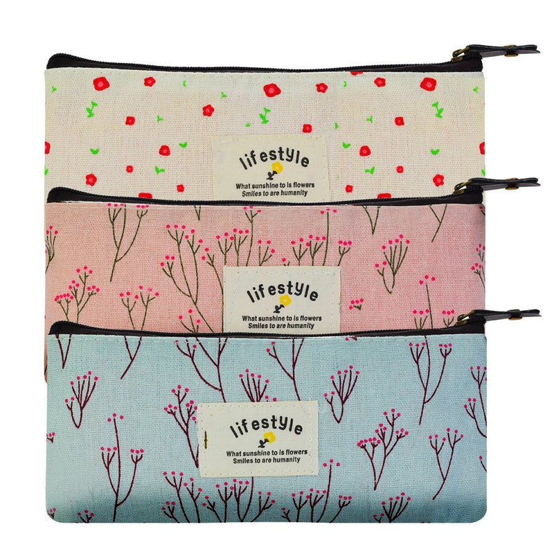 [Australia] - Miayon Countryside Flower Floral Pencil Pen Case Cosmetic Makeup Bag Set of 3 by Miayon 