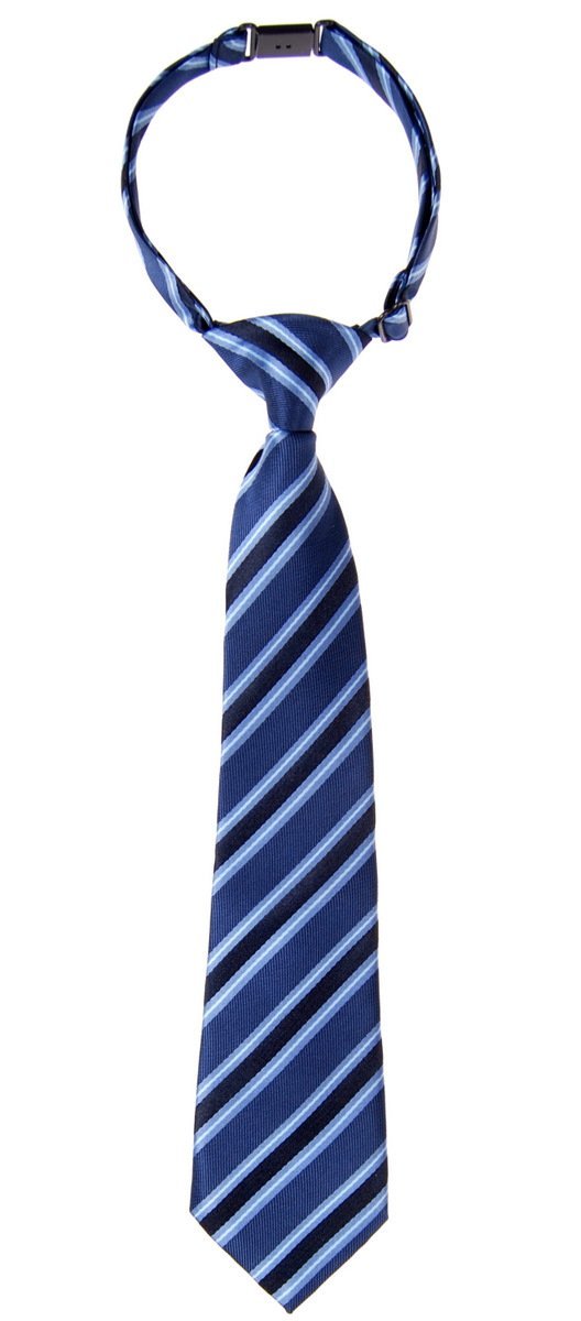 [Australia] - Preppy Stripe Pattern Woven Microfiber Pre-tied Boy's Tie 4 - 7 years Blue 