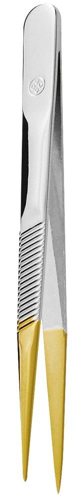 [Australia] - Pointed Edge Tweezers - Gold Finish - by Mundial - Ingrown Hair 