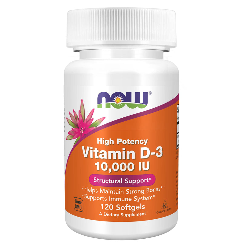 [Australia] - NOW Supplements, Vitamin D-3 10,000 IU, Highest Potency, Structural Support*, 120 Softgels 