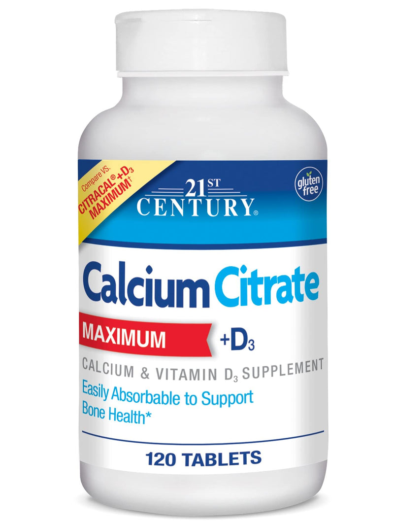 [Australia] - 21st Century Calcium Citrate Plus D Maximum Caplets, 120 Count (27493) 120 Count (Pack of 1) 