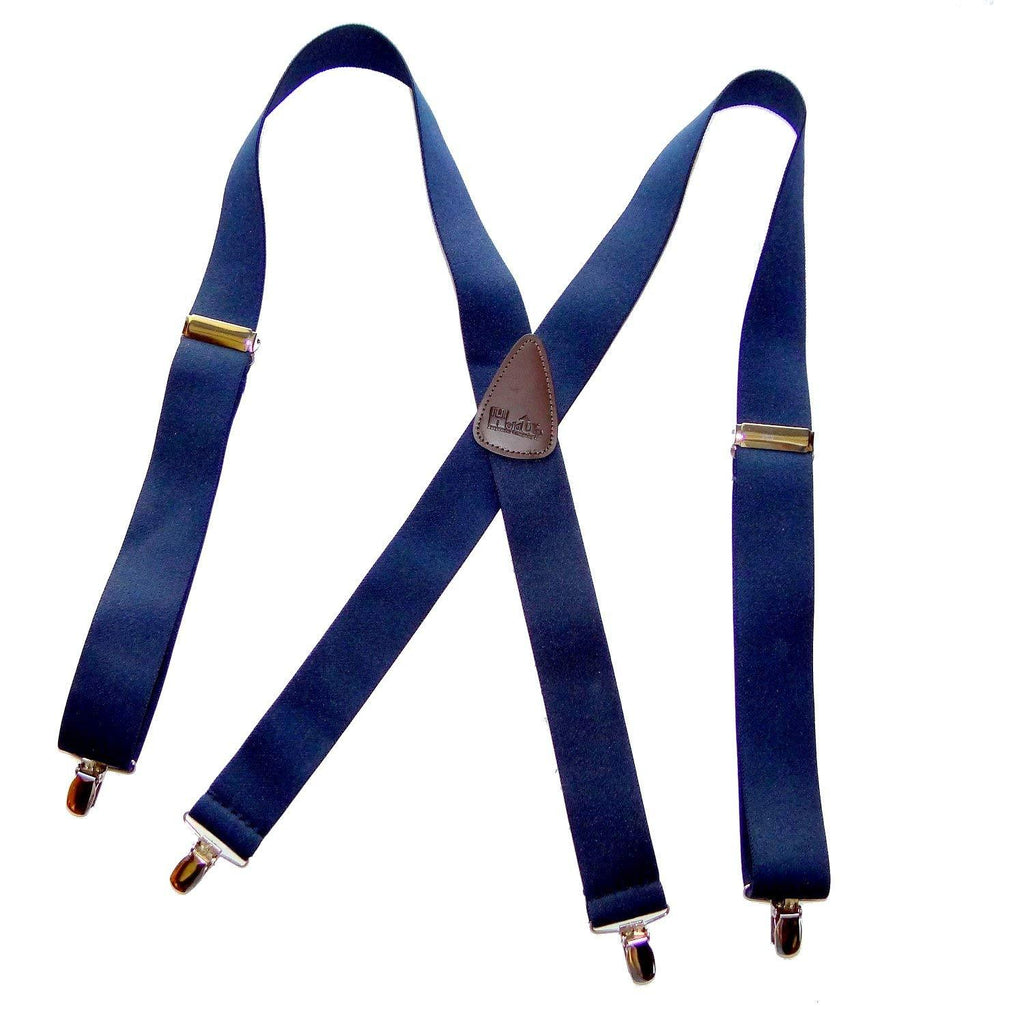 [Australia] - Hold-Ups 1 1/2" Wide Classic Series Suspenders in X-back style w/Patented No-slip Silver Clips Blue 