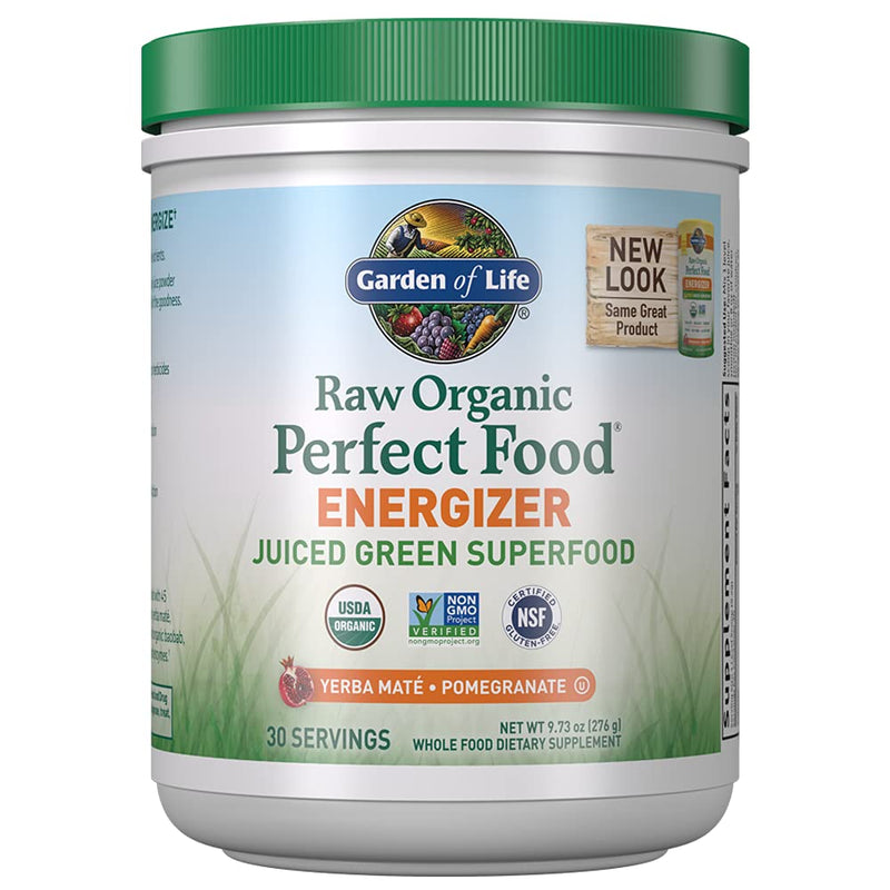 [Australia] - Garden of Life Raw Organic Perfect Food Energizer Juiced Green Superfood Powder - Yerba Mate Pomegranate, & Probiotics, Gluten Free Whole Food Greens Supplements, 30 Servings, 9.73 Oz 