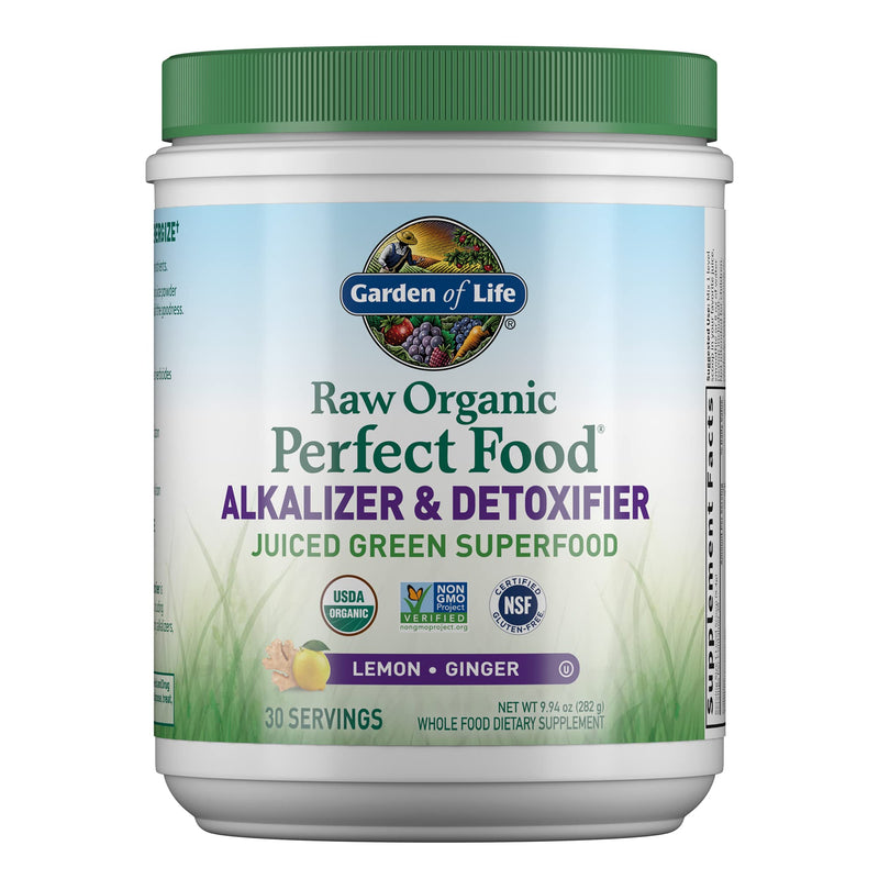 [Australia] - Garden of Life Raw Organic Perfect Food Alkalizer & Detoxifier Juiced Greens Superfood Powder - Lemon Ginger, 30 Servings (Packaging May Vary) - Non-GMO, Gluten Free Whole Food Dietary Supplement 10.1 Ounce (Pack of 1) 