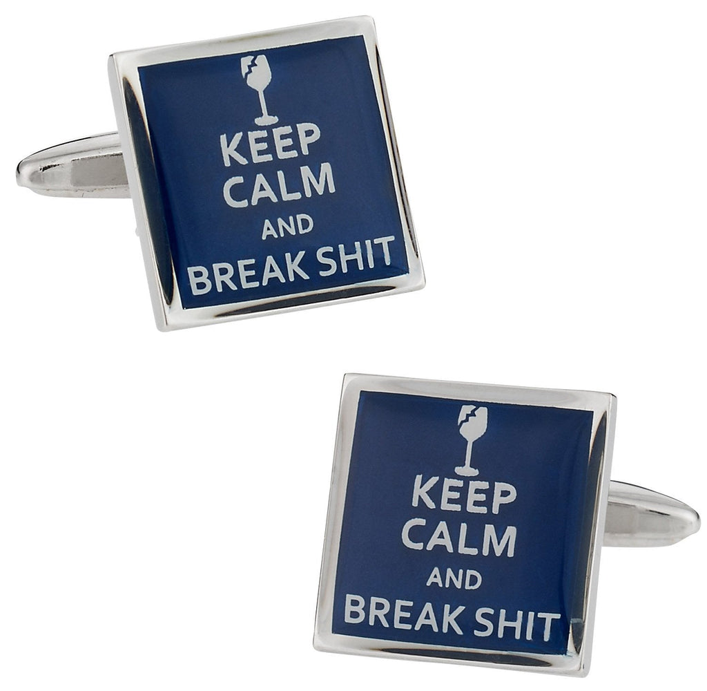 [Australia] - Cuff-Daddy Keep Calm Break S@!t Cufflinks with Presentation Box 