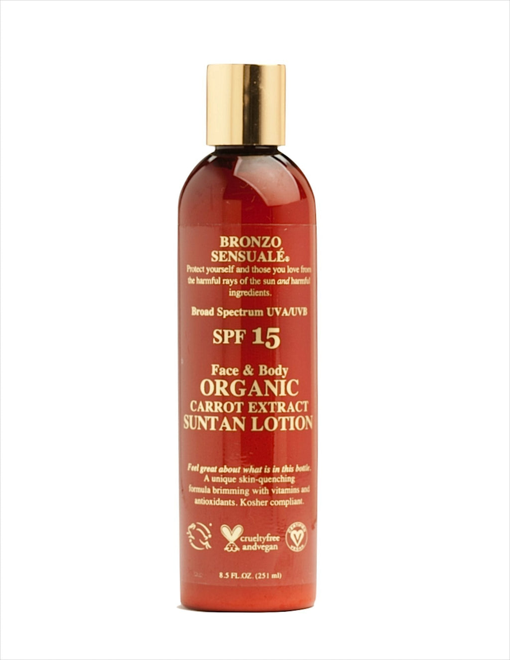 [Australia] - Bronzo Sensuale SPF 15 Sunscreen Deep Golden Tanning Organic Carrot Lotion 8.5 Ounces 