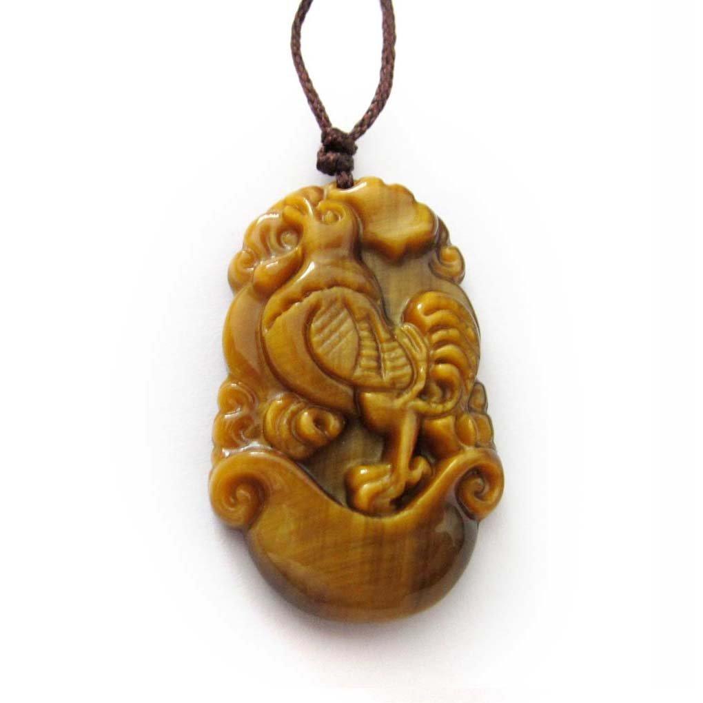 [Australia] - Tiger Eye Chinese Zodiac Fortune Rooster Amulet Pendant 