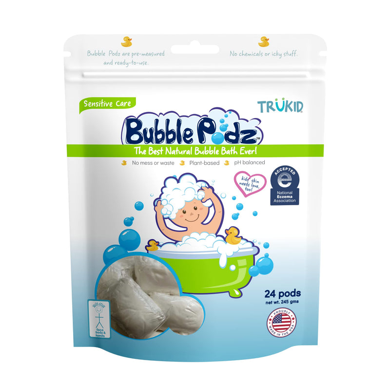 [Australia] - TruKid Soothing Skin (Eczema) Bubble Podz for Baby & Kids, Calming Bubble Bath for Sensitive & Soft Skin, pH Balanced for Eye Sensitivity, Wellness Bubble Bath for Sensitive & Dry Skin, Enriched with Colloidal Oatmeal, and Alantoin, Eases Itchy Skin, U... 
