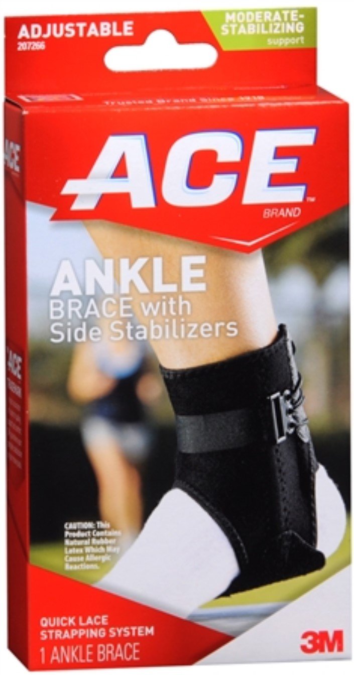[Australia] - ACE Ankle Brace With Side Stabilizers One Size 1 Each (Pack of 2) 