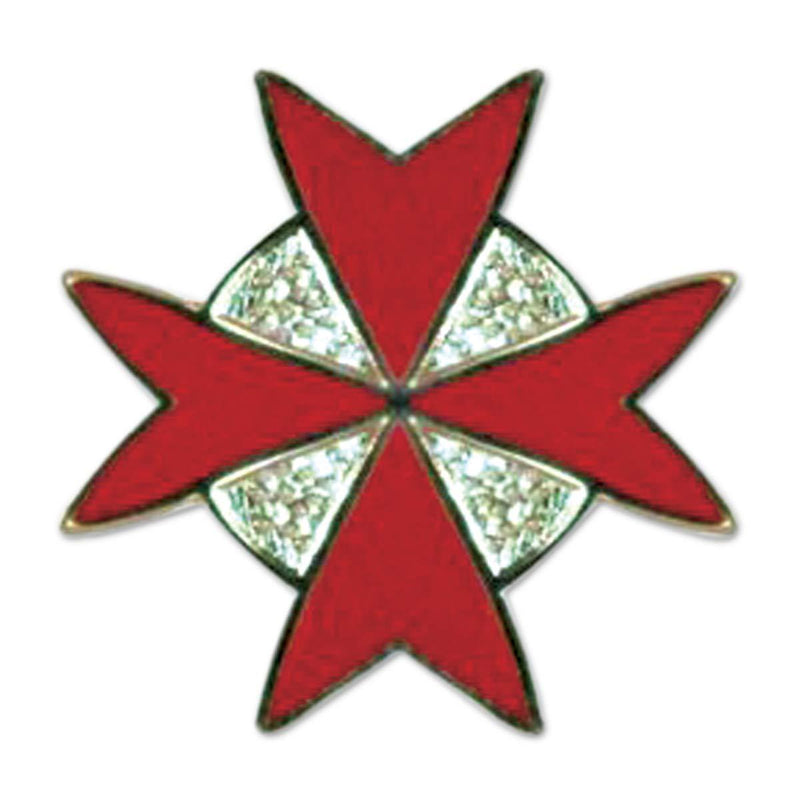 [Australia] - Maltese Cross Masonic Lapel Pin - [Gold & Red][7/8'' Tall] 