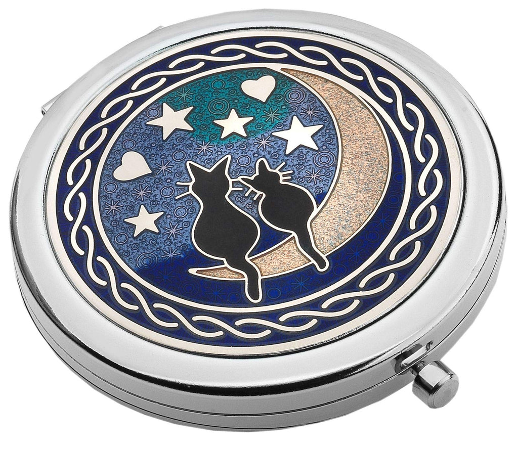 [Australia] - Compact Mirror - Cats on Moon Design - Enamelled Pewterware by Really Nice 