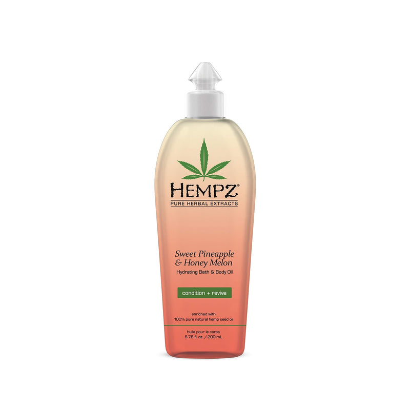[Australia] - Hempz Hydrating Bath and Body Oil for Women, Sweet Pineapple & Honey Melon - Conditioning Body Moisturizer with Natural Hemp Seed Oil - Premium Body Oils, 6.76 fl. oz 