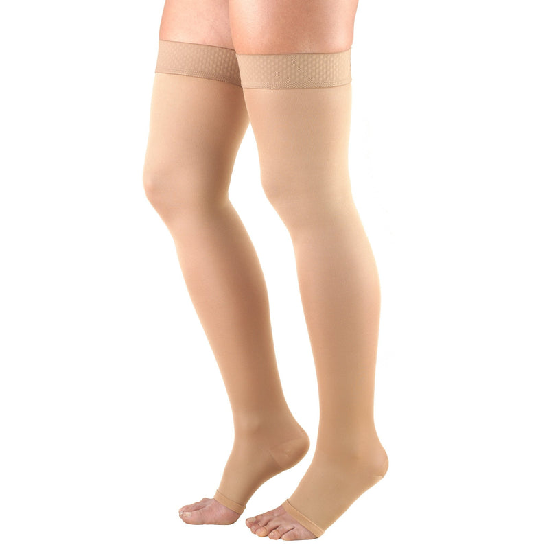 [Australia] - Truform Women's Compression Stockings, 20-30 mmHg, Thigh High Length, Open Toe, Opaque, Beige, Medium Beige (Open Toe) Medium (20-30 mmHg) 