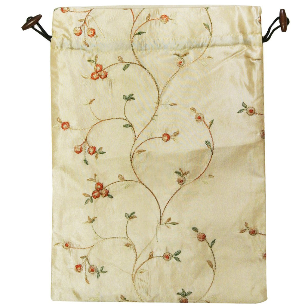 [Australia] - Wrapables Beautiful Embroidered Silk Travel Bag for Lingerie & Shoes Beige 