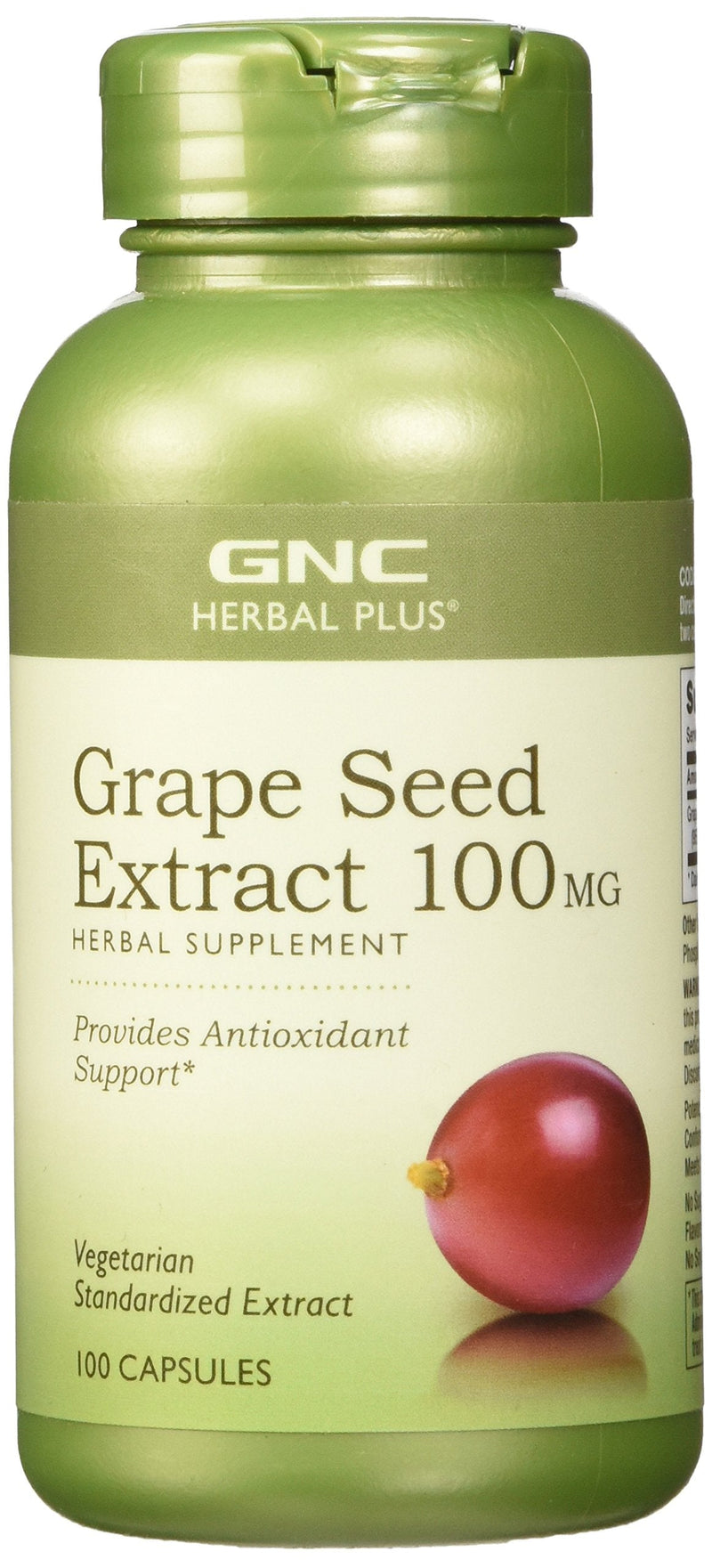 [Australia] - GNC Herbal Plus Grape Seed Extract 100mg | Provides Antioxidant Support, Vegetarian, Sodium Free, Zero Sugar | 100 Capsules 