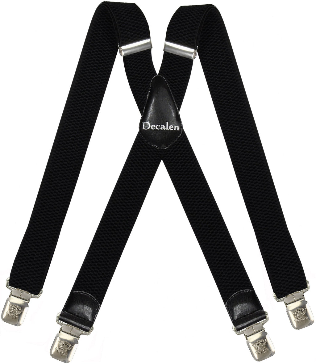 [Australia] - Mens Suspenders Very Strong Clips Heavy Duty Braces Big and Tall X Style Black 