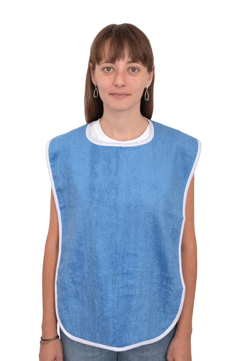 [Australia] - 3 Pack Elaine Karen Premium Adult Bibs - bibs for adults Men, Women; Eating Cloth for Elderly Seniors and Disabled, Adjustable, Terry bib Clothing Protectors, Machine Washable, Blue 3 Count (Pack of 1) 