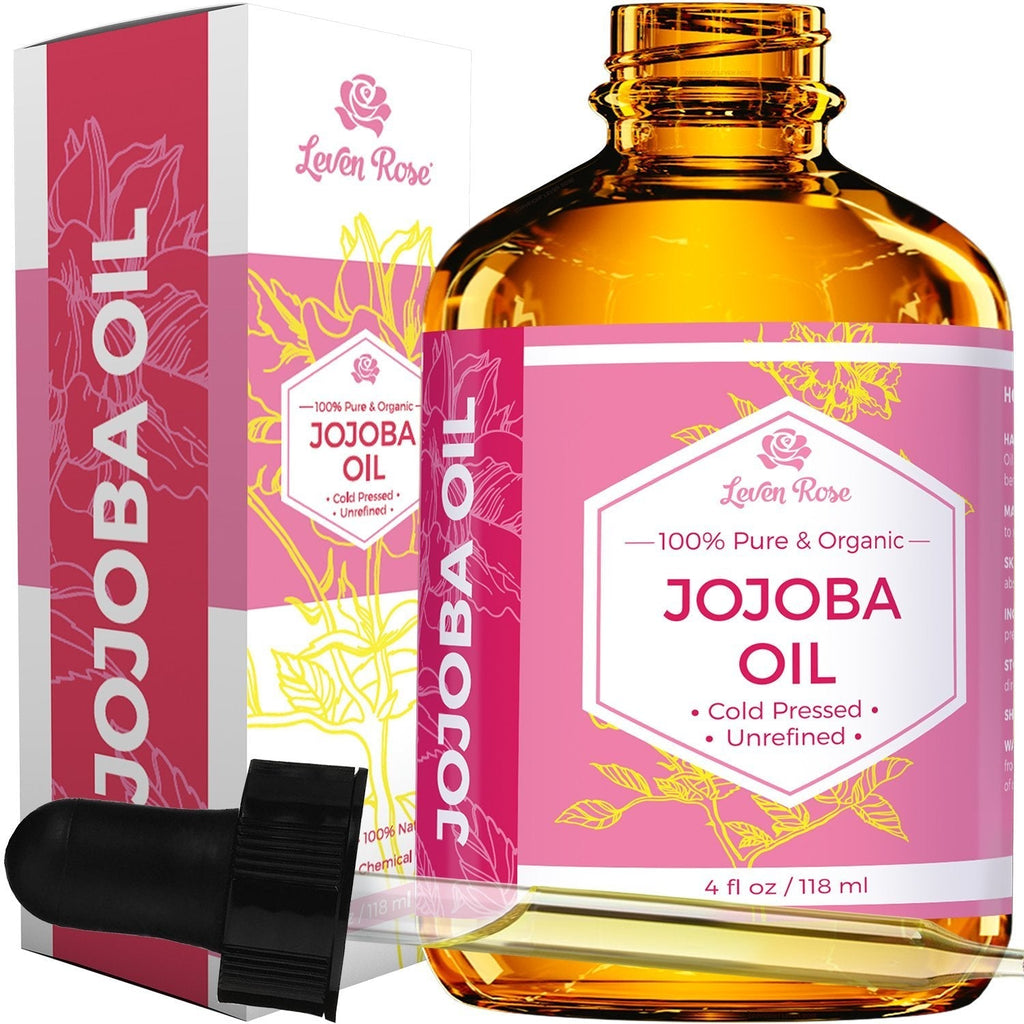 [Australia] - Jojoba Oil by Leven Rose, Pure Cold Pressed Natural Unrefined Moisturizer for Skin Hair Body and Nails 4 oz 