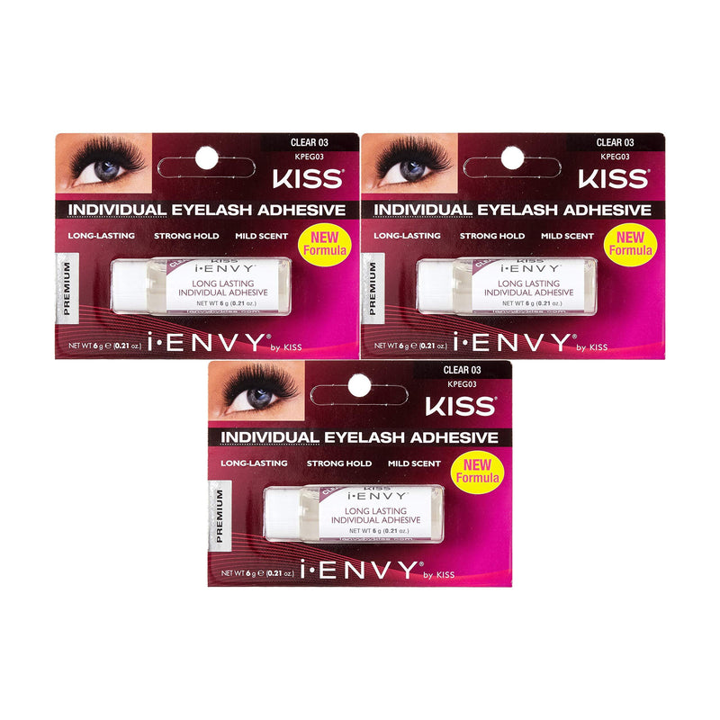 [Australia] - Kiss I Envy Clear 03 Eyelash Adhesive Individual 0.21 Ounce (6ml) (3 Pack) 0.21 Ounce (3 Pack) 