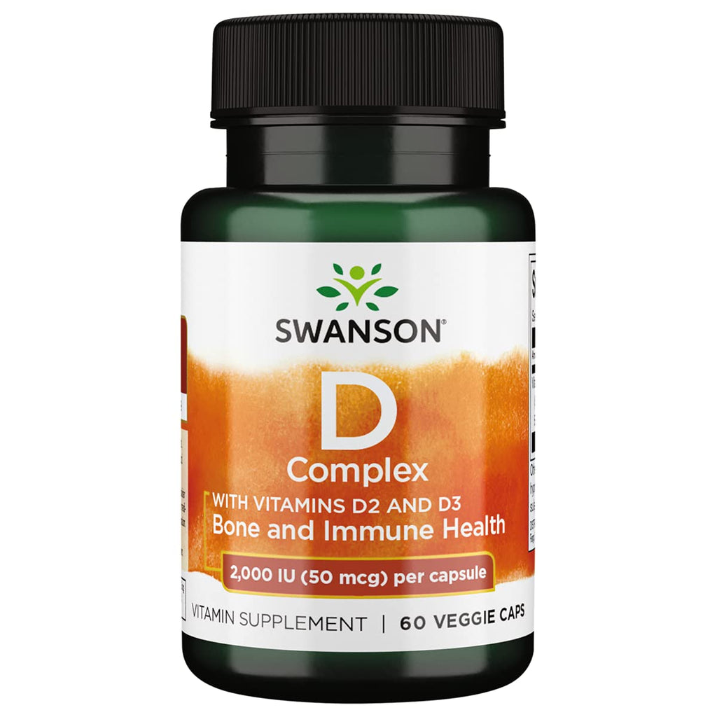 [Australia] - Swanson Vitamin D Complex with Vitamins D-2 & D-3 Sunshine Vitamin Bone & Immune Health 60 Veg Capsules 1 