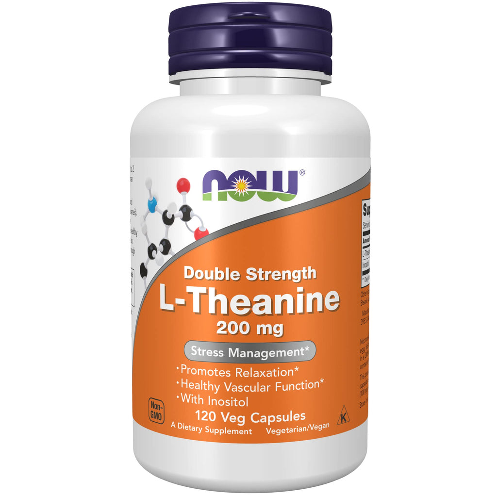 [Australia] - NOW Supplements, L-Theanine 200 mg with Inositol, Stress Management*, 120 Veg Capsules 